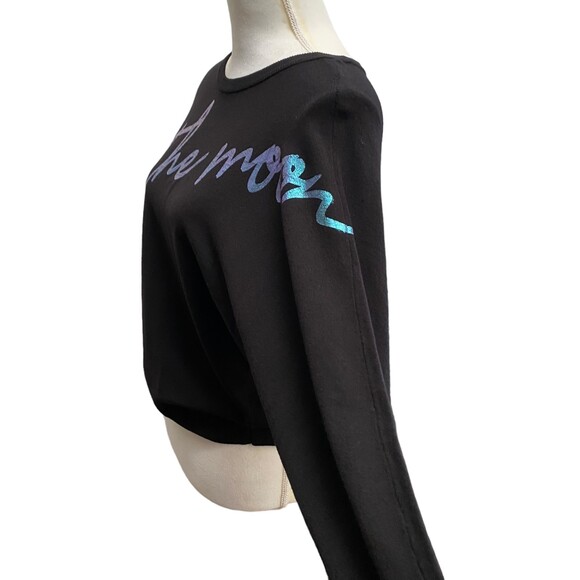 BAR III - Foil Print To the Moon Pullover Crop Sweater Size Small - Picture 4 of 6